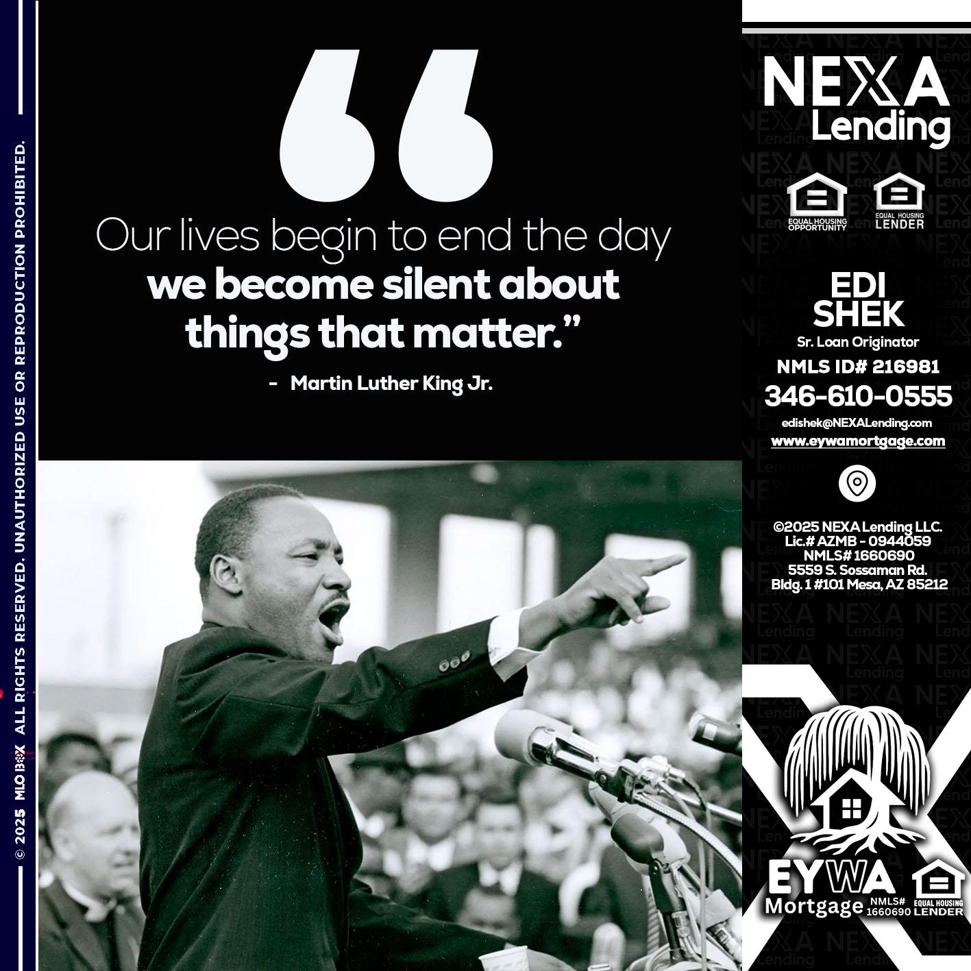 our lives MLK DAY - Edi Shek -Loan Originator