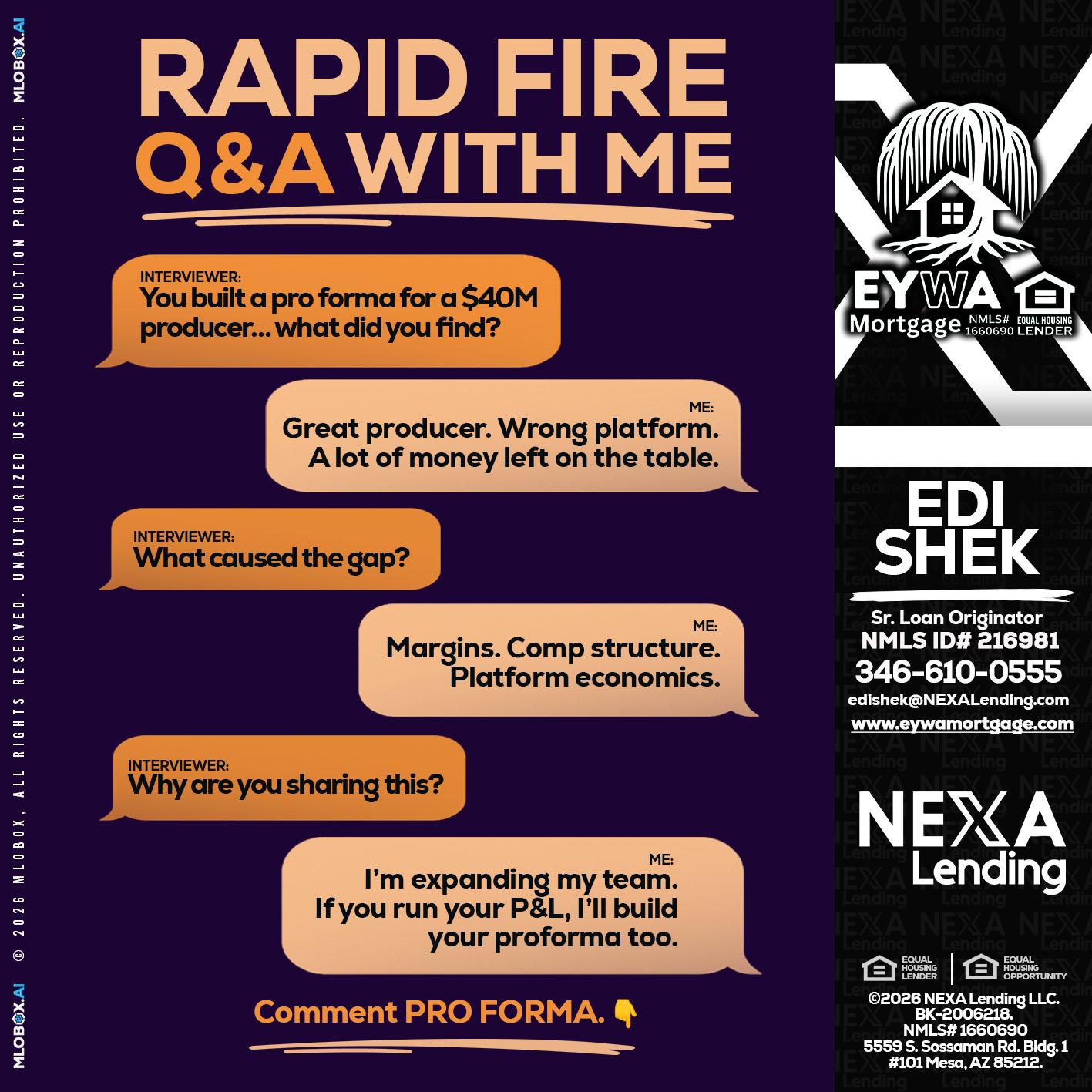 RAPID FIRE - Edi Shek -Loan Originator