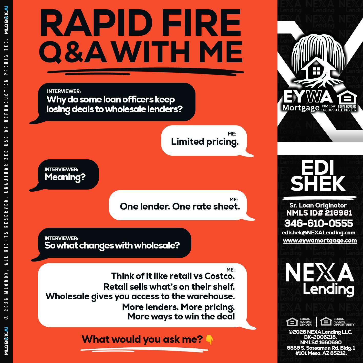 Q&A - Edi Shek -Loan Originator