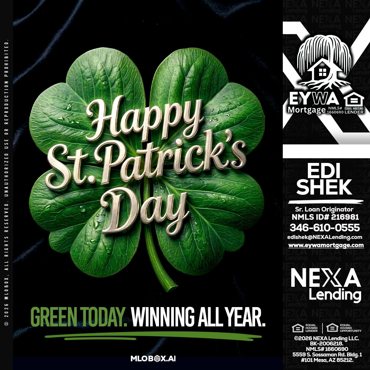 happy st. Patricks day - Edi Shek -Loan Originator