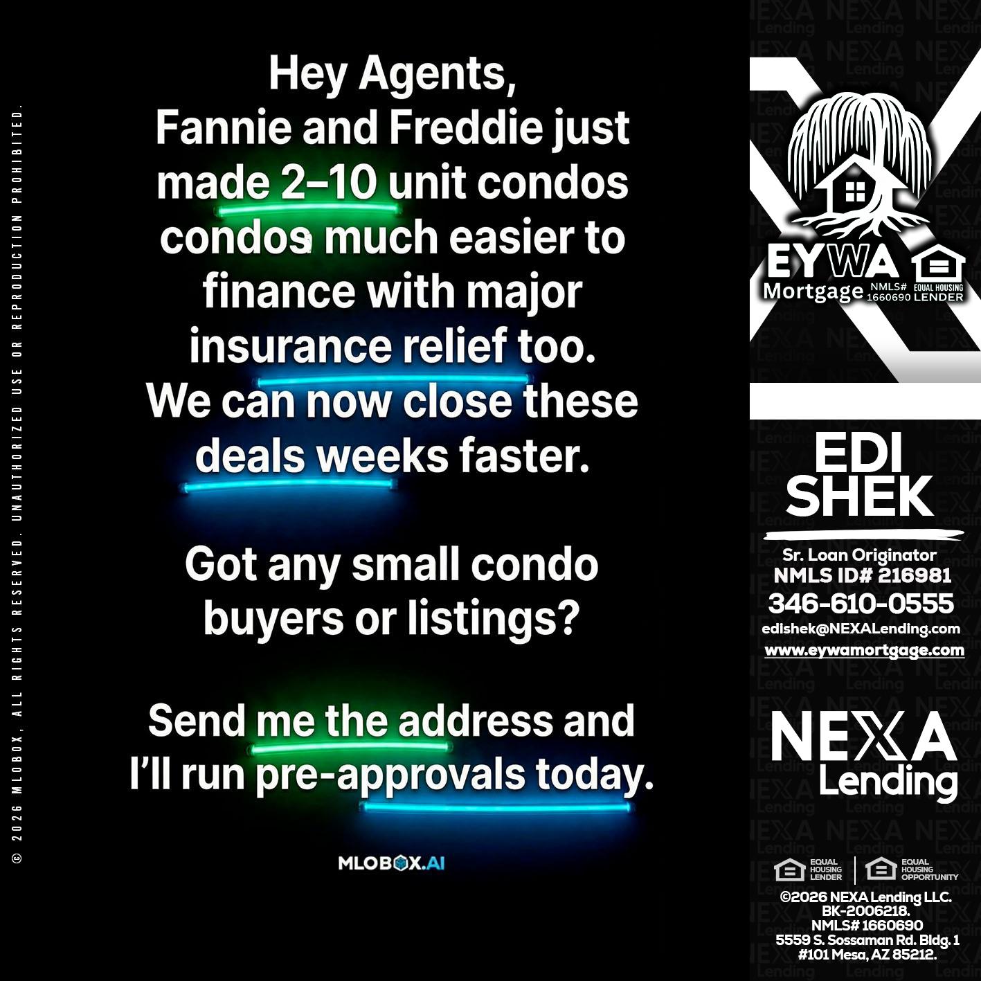 HEY AGENTS - Edi Shek -Loan Originator