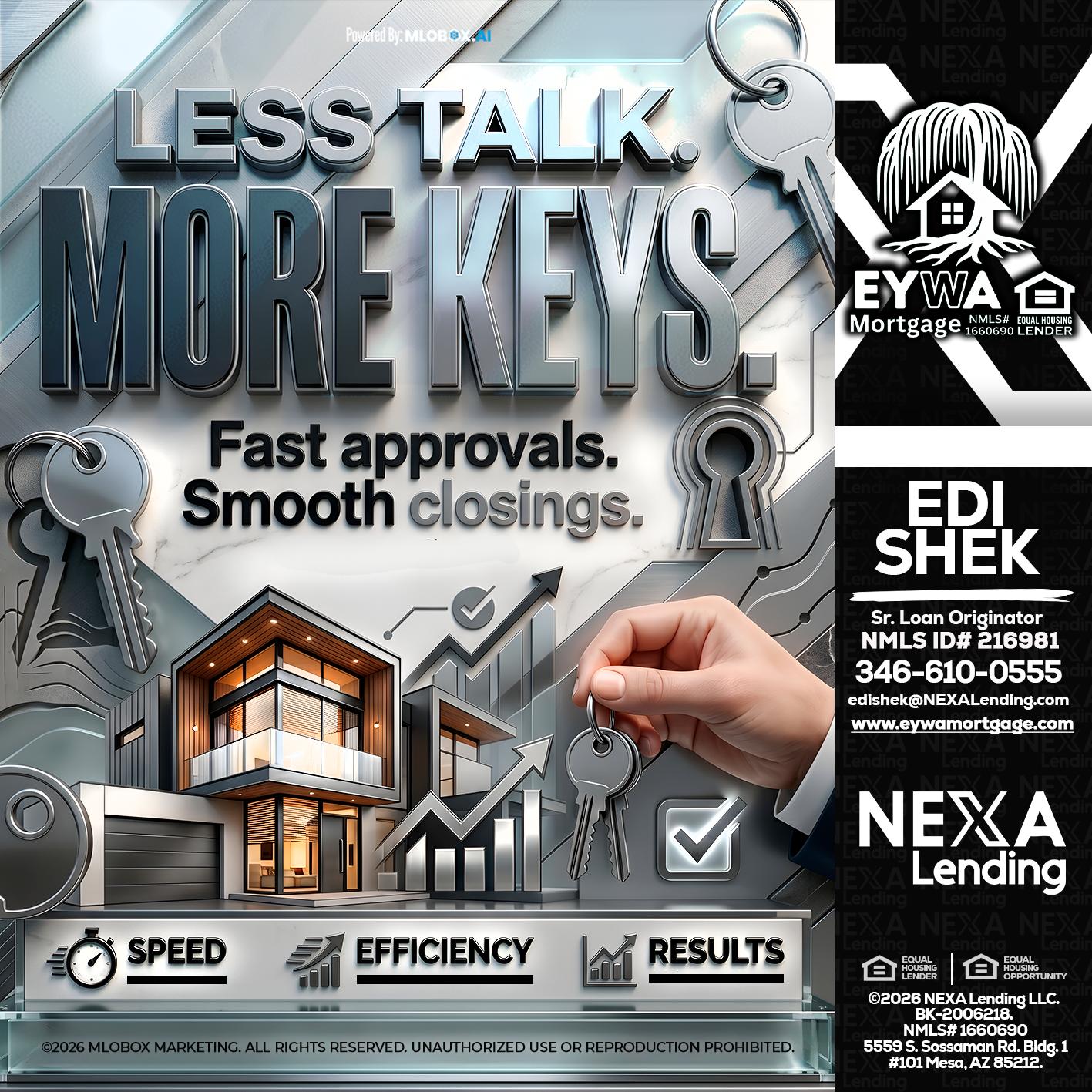 LESS TALK, MORE KEYS! - Edi Shek -Loan Originator