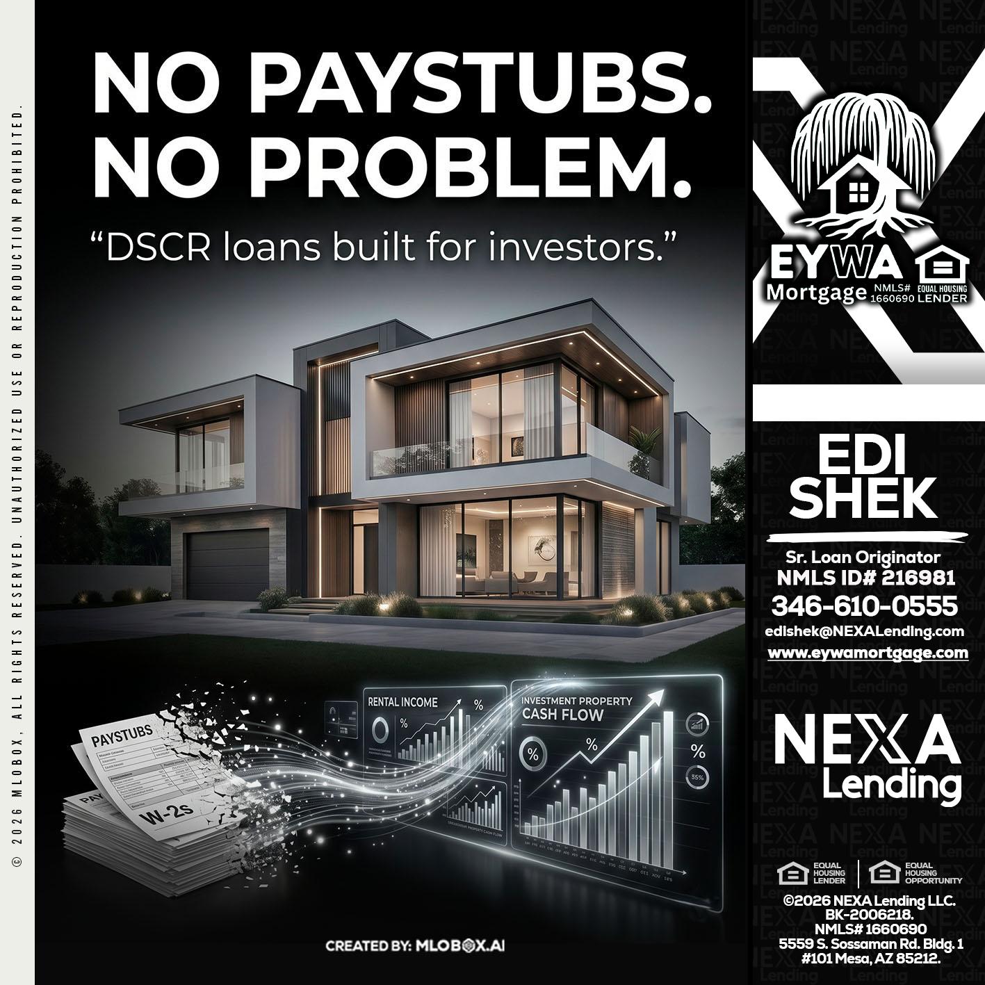 no paystub - Edi Shek -Loan Originator