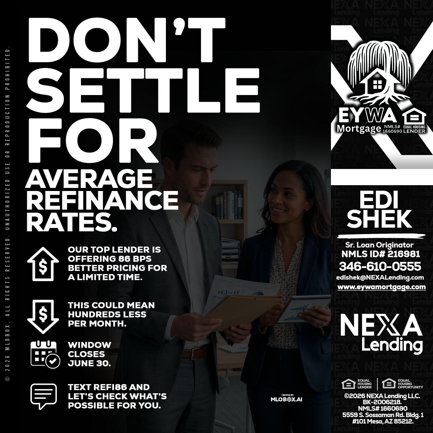 dont settle - Edi Shek -Loan Originator