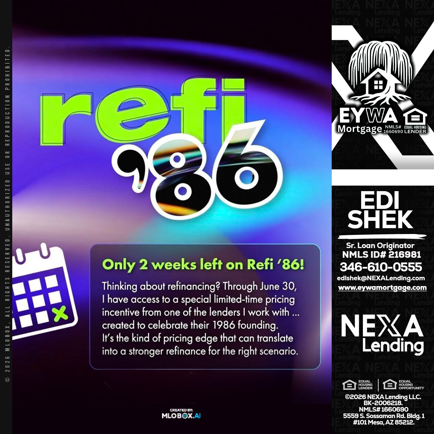REFI 86 - Edi Shek -Loan Originator