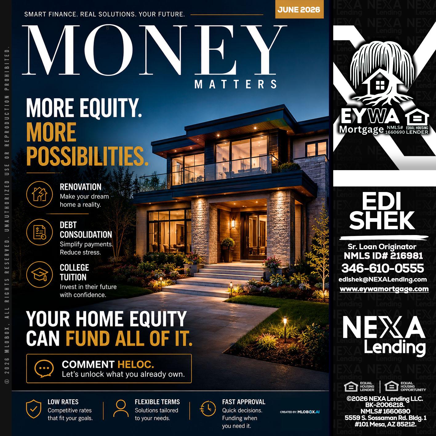 MONEY MATTERS - Edi Shek -Loan Originator