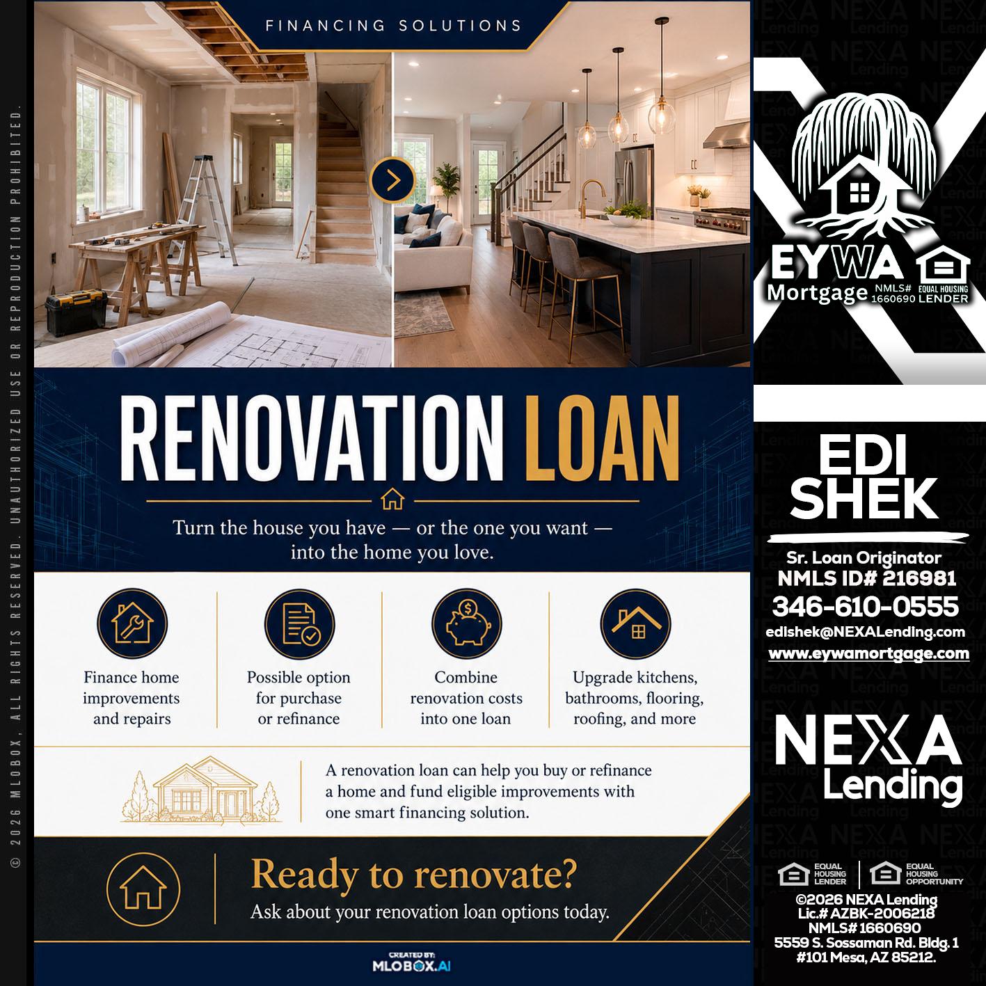 RENOVATION LOAN - Edi Shek -Loan Originator