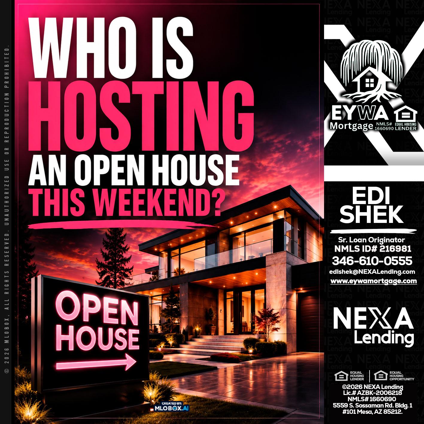 who's is hosting - Edi Shek -Loan Originator