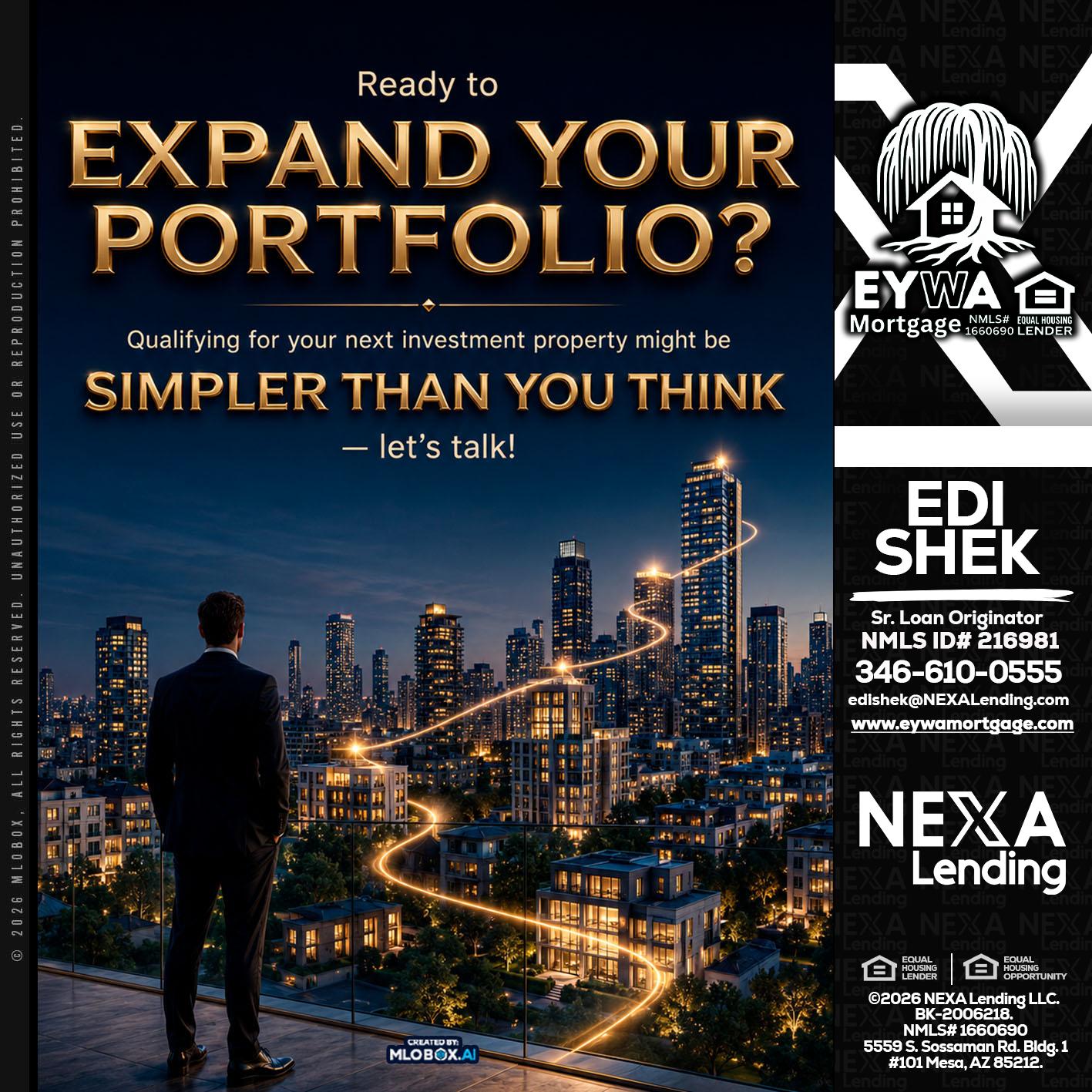 expand you portfolio - Edi Shek -Loan Originator