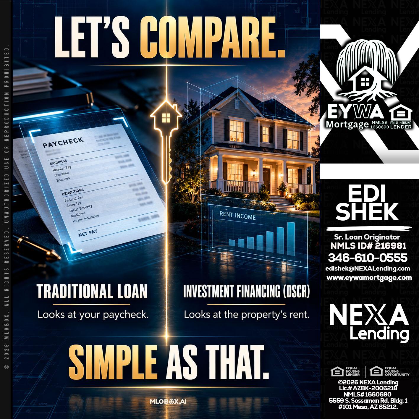 lets compare - Edi Shek -Loan Originator