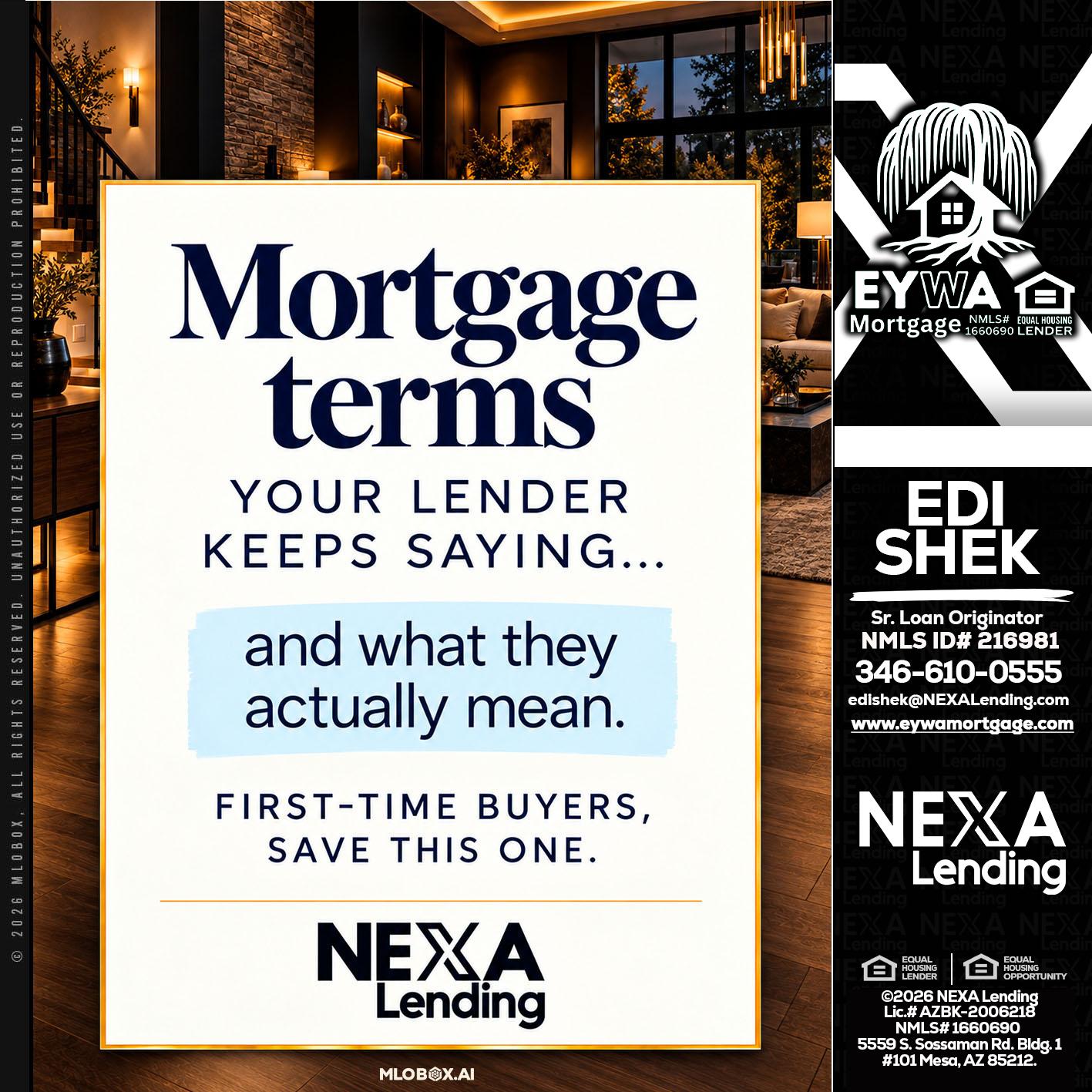 mortgage terms - Edi Shek -Loan Originator